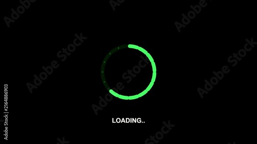 Loading Progress Indicator Animation With Green Circular on a Black screen background