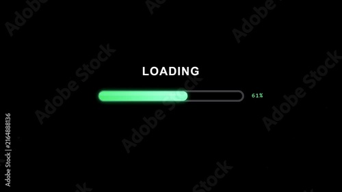 Loading Progress Bar Animation with Minimalist Percentage Counter on a Black screen background