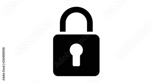 Black padlock silhouette on a white background represents security and privacy