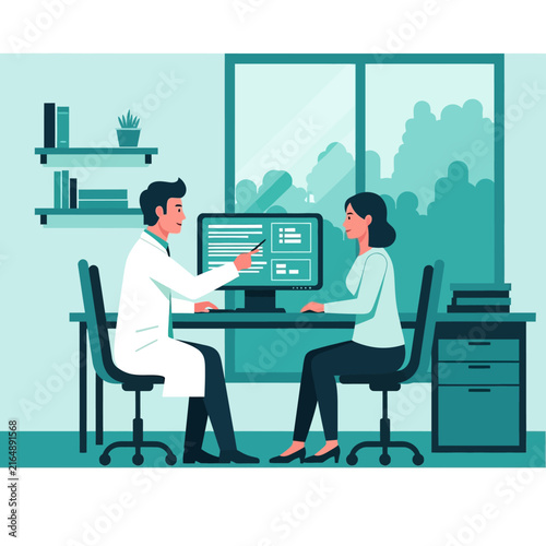 Doctor And Patient Discussing Medical Results In A Modern Clinic Setting