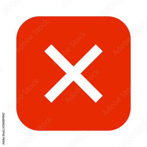 Фотография Red square icon with a white cross sign for delete or cancel action