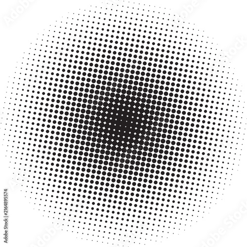 Halftone texture with gradient in grunge style. Faded dot background . Black retro geometric pattern in manga, anime style. Pop art style dot gradation . Vector illustration