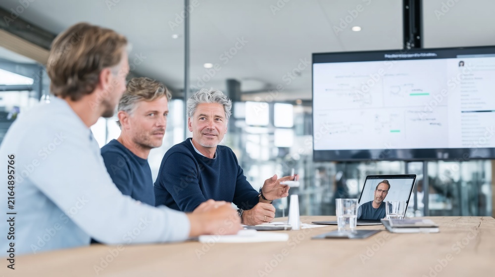 Fototapeta premium Businessmen discussing during a virtual meeting with a distant colleague