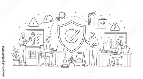 Workplace safety and security measures in a modern office environment