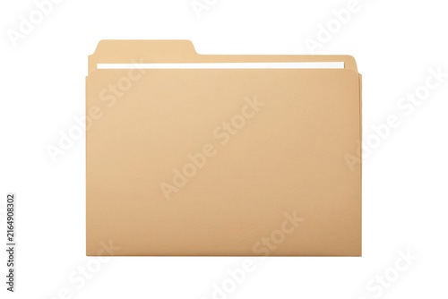 Tan office file folder with visible white documents