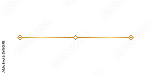 Elegant Gold Geometric Line Divider with Diamond Center and End Accents Horizontal Vector Illustration