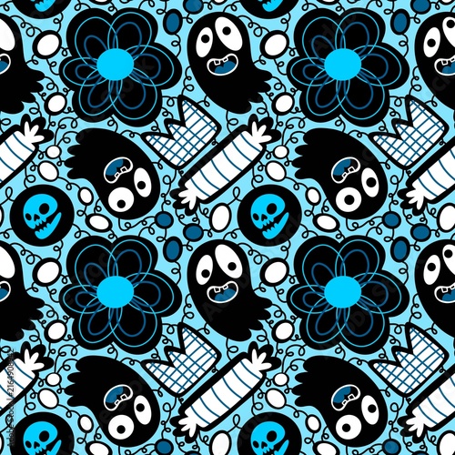 Halloween ghost seamless cute cartoon pattern for wrapping paper and fabrics and kids clothes print and packaging