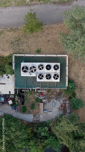HVAC Unit Near Commercial Building Aerial View