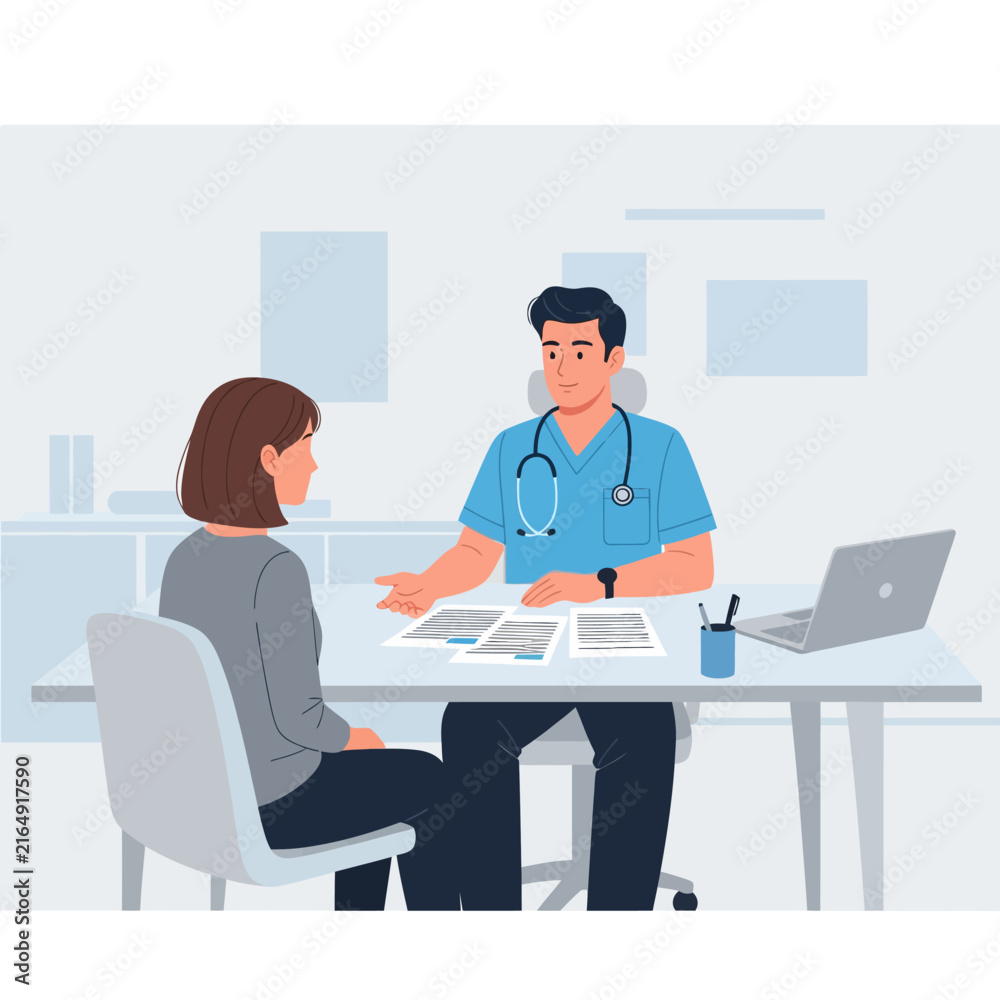 Fototapeta premium Doctor And Patient Consultation In A Modern Medical Office