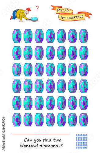 Obraz na plátne Can you find two identical diamonds? Hand drawn vector illustration