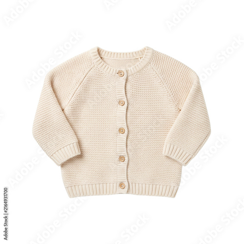 Bild auf Leinwand Chunky knit button up baby cardigan sweater in cream