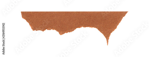 Brown torn paper edge with rough texture and long irregular hanging shape