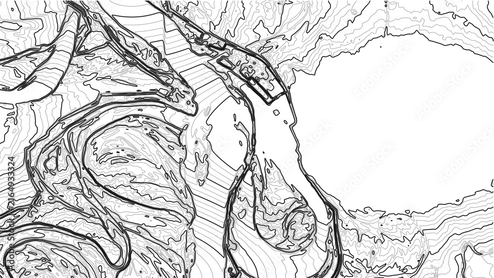 Obraz premium Archer Island Topographic Map White Background Minimalist Contour Lines 4K Arkansas