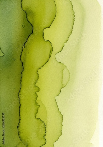 This abstract watercolor features soothing layers of olive green and mossy tones, blending seamlessly through a soft wet-on-wet technique, stain, tranquility, diffusion