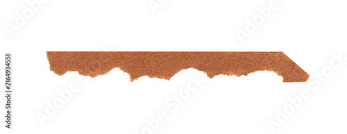 Long rustic kraft paper strip with uneven torn lower edge texture