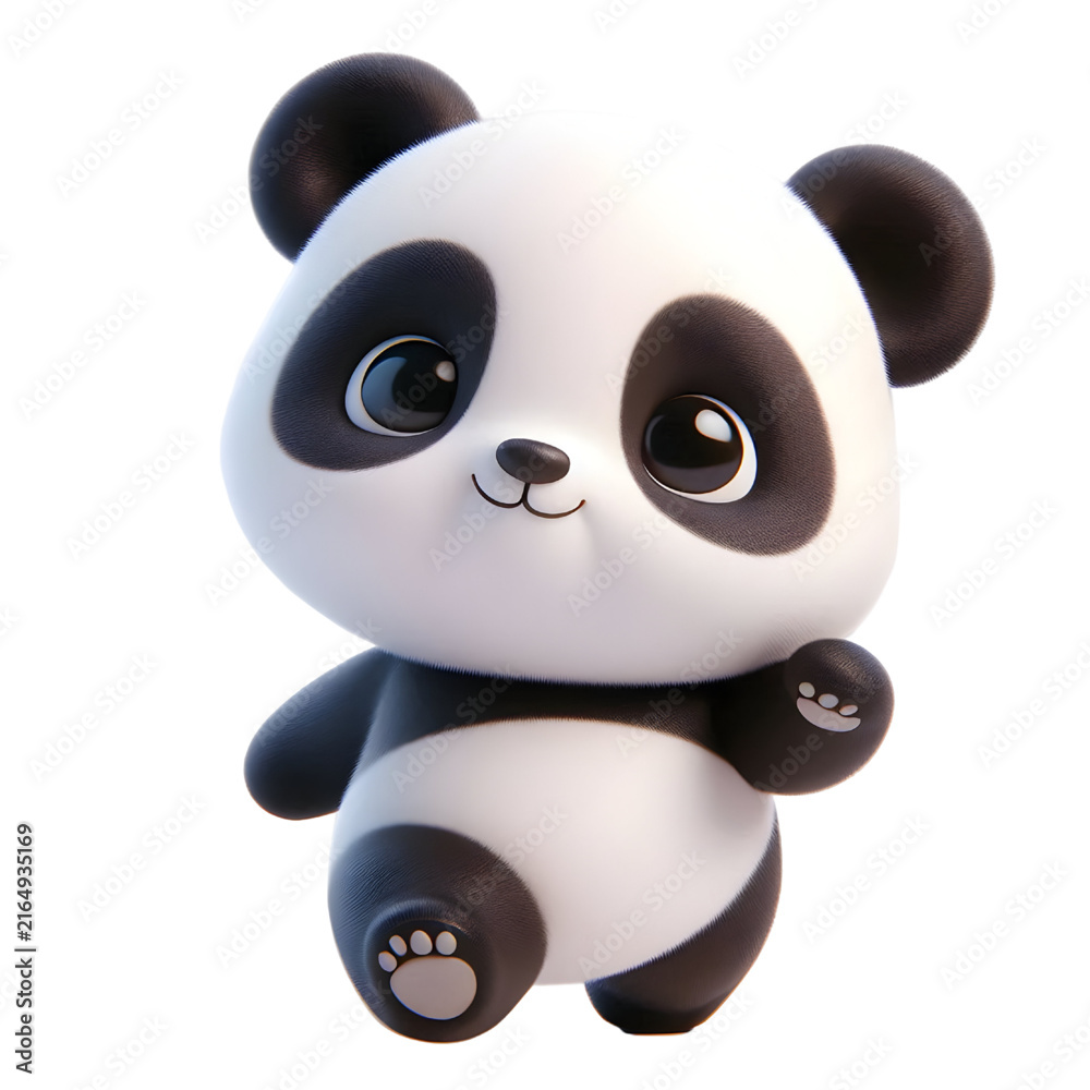 Fototapeta premium Cute 3d panda isolated on white background