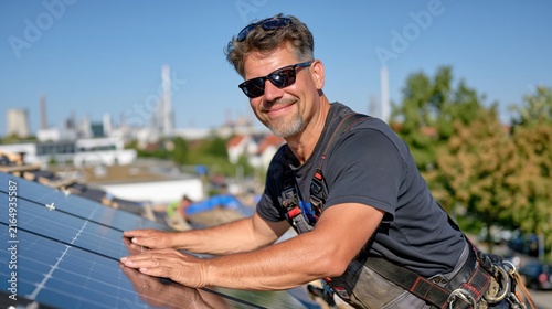 Solar Panel Installer Smiling