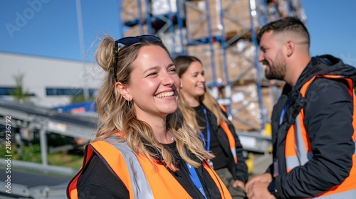 Smiling Woman Among Colleagues