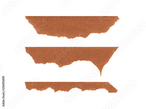 Rustic kraft paper border set with irregular torn edges and texture