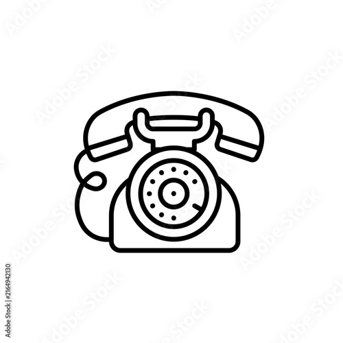 Vintage rotary telephone line art icon