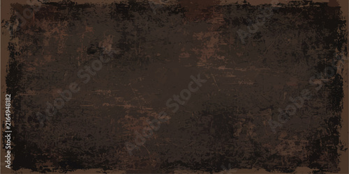 Bild auf Leinwand Rusty Grunge Texture on Aged Metal Wall with Dark Brown Weathered Surface and Vi