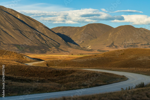 The road through a barren and arid  stunning  landscape to the mountains around Lake Clearwater . One of my favourite lakes in NZ and the scenery on the drive out there is awesome