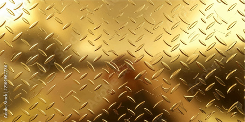 Foto Golden Metallic Diamond Plate Texture with Rough Industrial Steel Surface for Co
