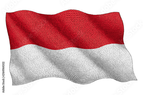 Monaco Flag Vintage Engraving