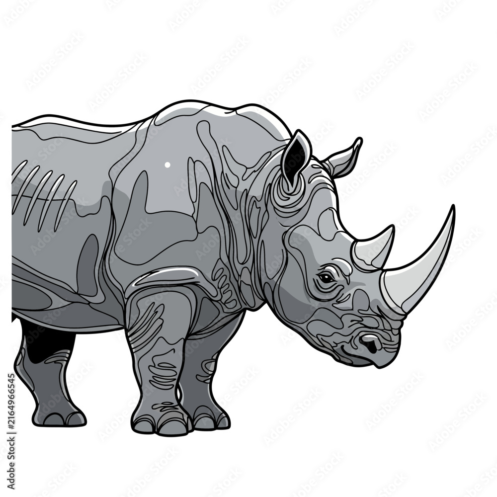 Fototapeta premium Stylized Rhinoceros Illustration Isolated