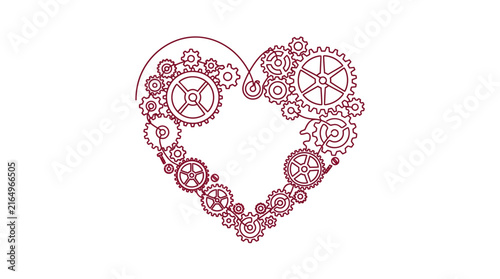 Steampunk Heart Gear Mechanism Isolated