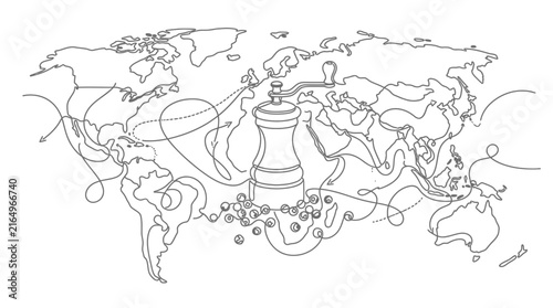 World Map Pepper Grinder Spice Distribution Concept