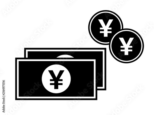 硬貨と紙幣のアイコン（お金のシルエット）