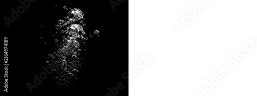Fotografie Realistic water bubble splash texture with rising bubbles and scattered droplets