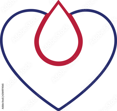 Canvastavla Blood Donation Concept, Heart and Drop Symbol, Medical Red and Blue Icon, Charit