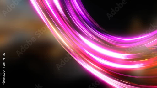 3D Render A mesmerizing sequence of vibrant, glowing light trails forming an ever-changing spiral against a dark background