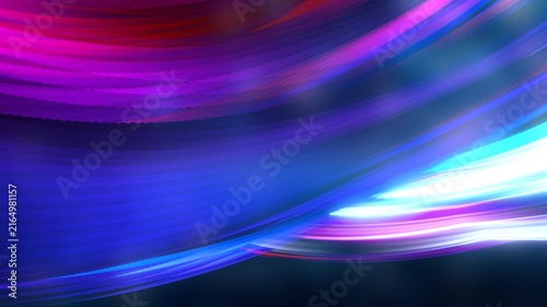 3D Render A dynamic burst of vibrant light trails sweeping across the screen in mesmerizing, swirling motion.
