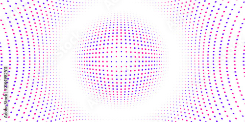 Canvas Print White and purple abstract pixel sphere with vivid pink accents, expanding dotted