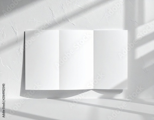 Blank Tri-Fold Brochure Mockup with Natural Light