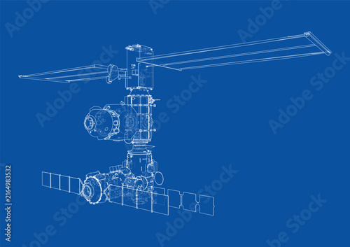 blueprint of a satellite design. Vector