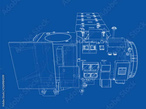 blueprint of a spacecraft design. Vector