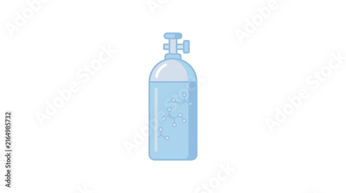 Blue Gas Cylinder Vector Illustration with Molecule Graphic