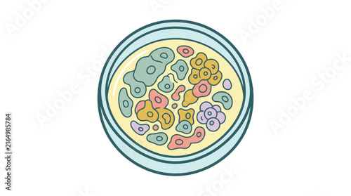Petri Dish Cell Culture Vector Illustration