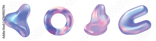 Vector Set Abstract Iridescent Gradient 3D Organic Shapes Collection Isolated