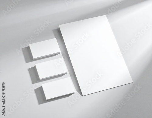 Blank Business Card and Letterhead Branding Mockup