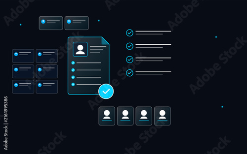 Bild auf Leinwand HR Candidate Resume Evaluation Hiring Futuristic HUD Interface