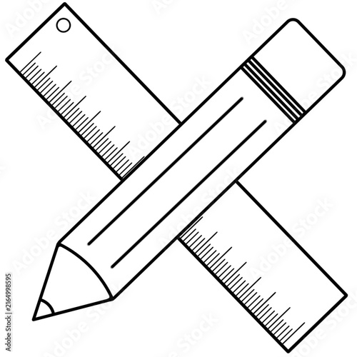 vector drawing of a pencil and ruler