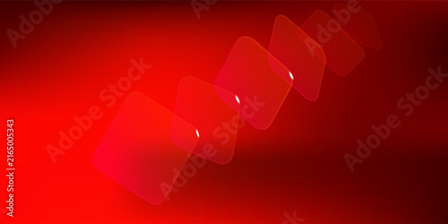 Abstract Red glass shapes in perspective. Modern technology background, transparent elements, light reflections. Futuristic design for digital data flow, business innovation. Dynamic motion concept