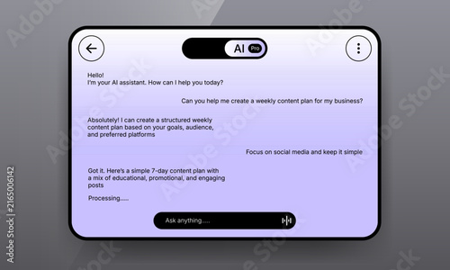 AI chat assistant application user interface design template