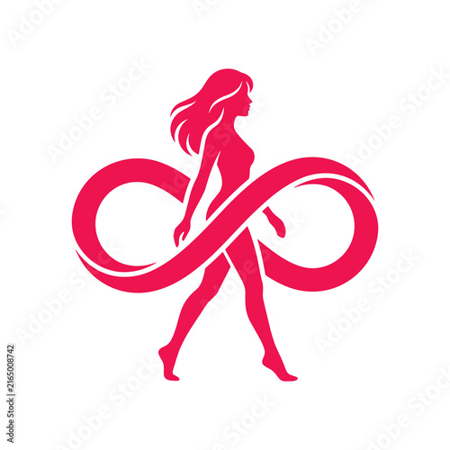 Graceful Woman Silhouette with Infinity Symbol Representing Feminine Power.
