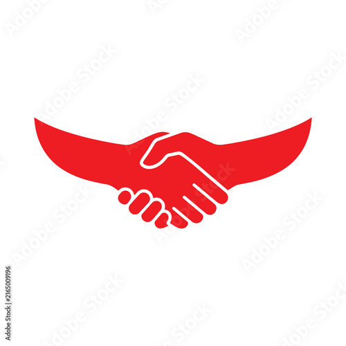 Red Handshake Symbolizing Agreement and Partnership.